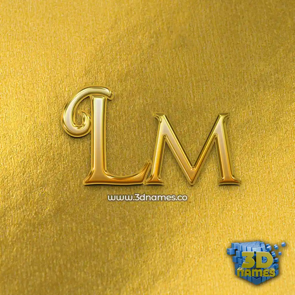 lm in All Gold style - 3D name wallpaper