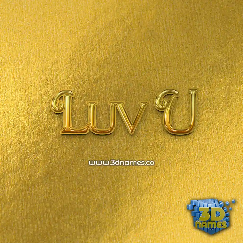 luv u in All Gold style - 3D name wallpaper