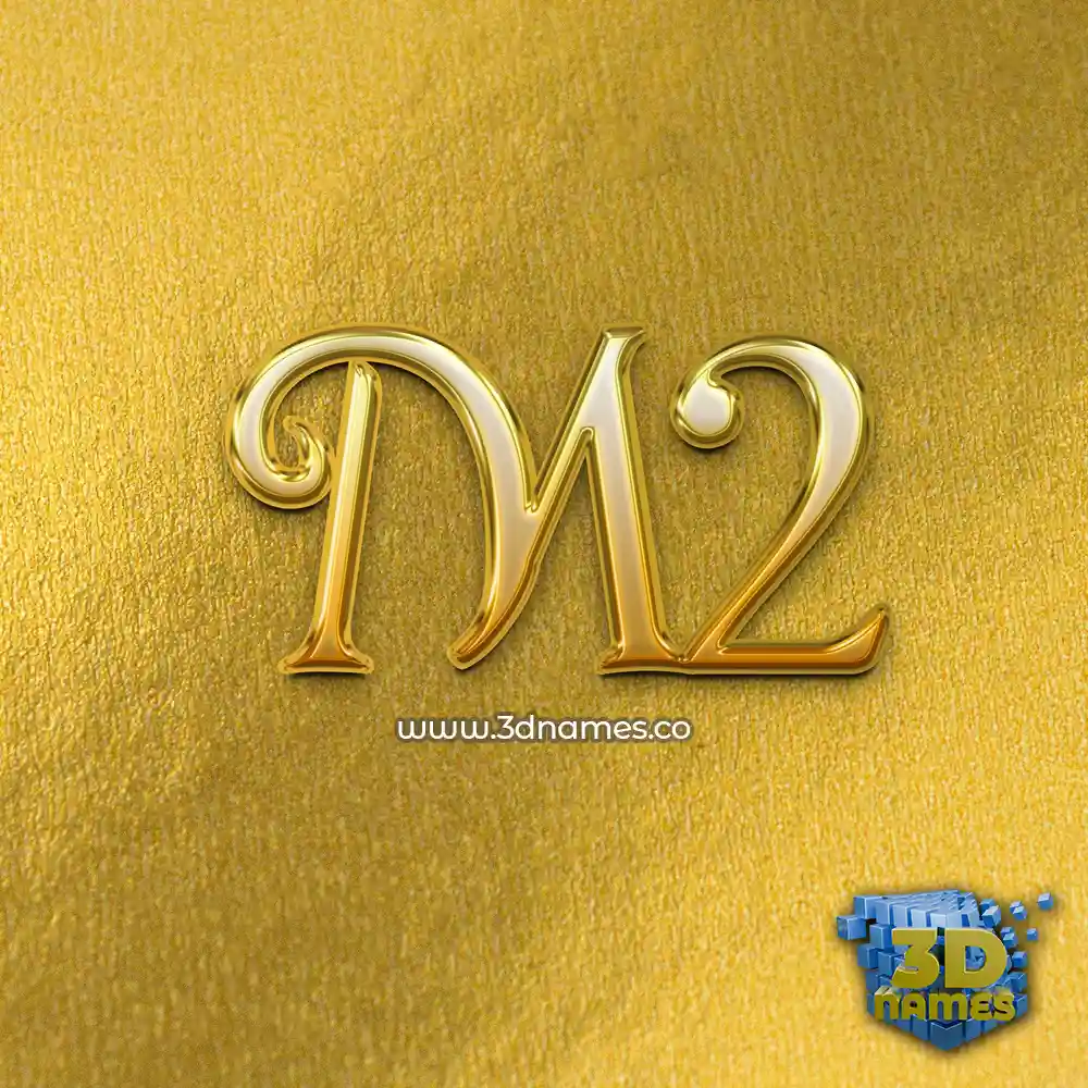 m2 in All Gold style - 3D name wallpaper