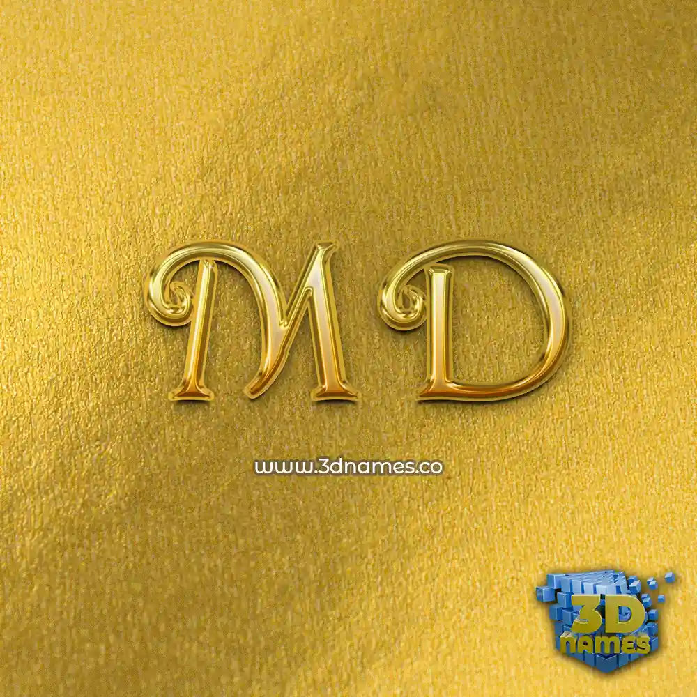 m d in All Gold style - 3D name wallpaper