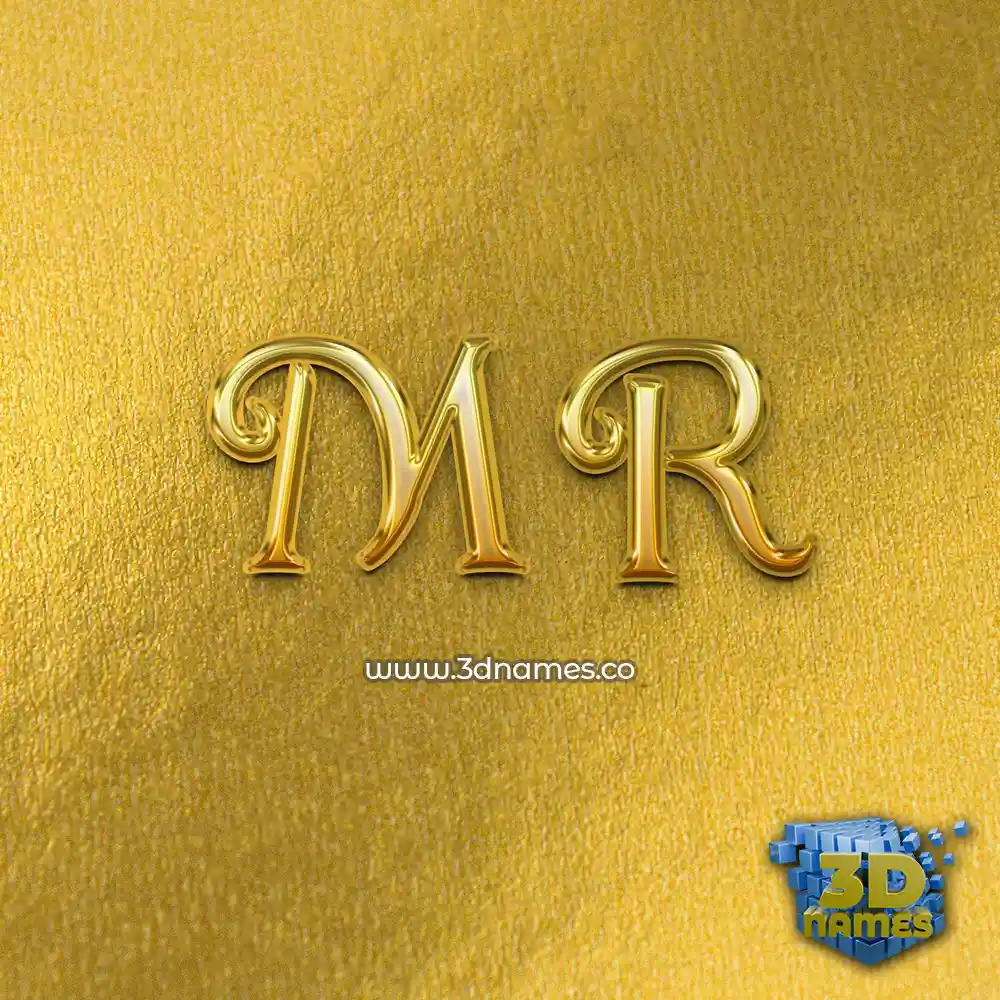 m r in All Gold style - 3D name wallpaper