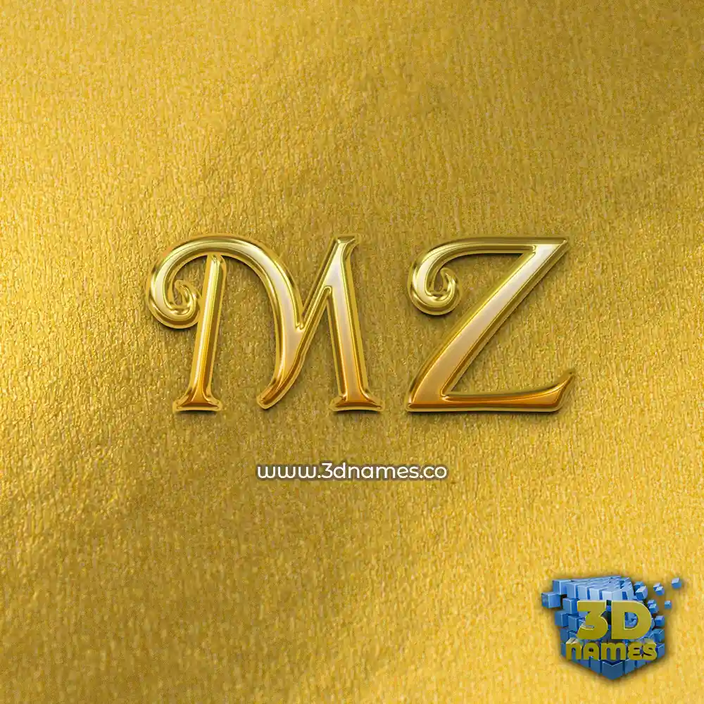 m z in All Gold style - 3D name wallpaper