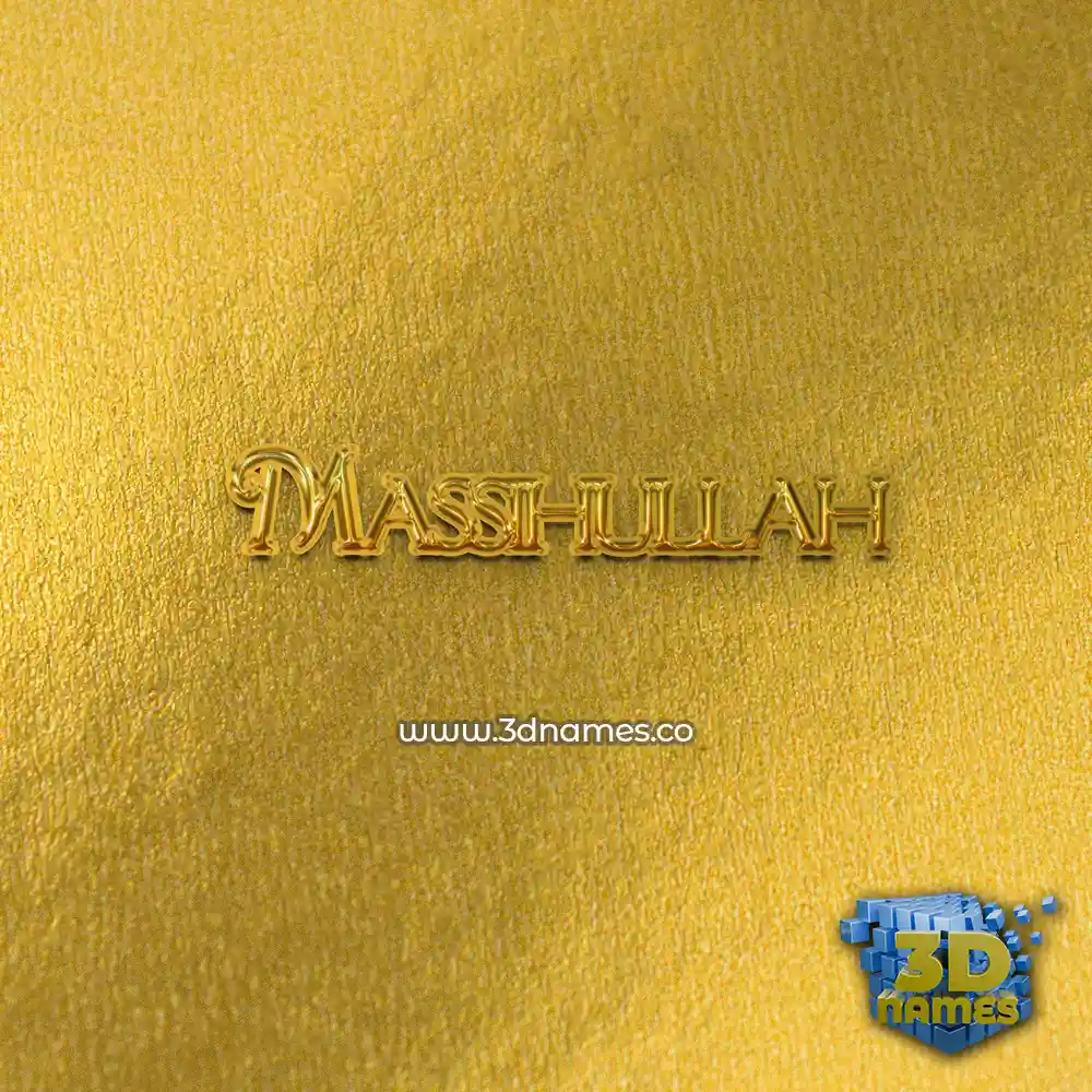 massihullah in All Gold style - 3D name wallpaper