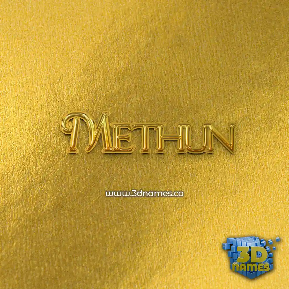 methun in All Gold style - 3D name wallpaper