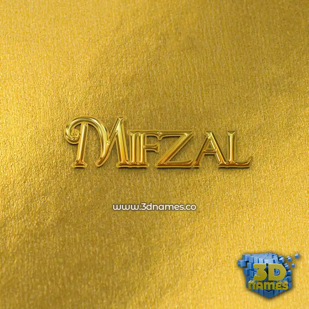 mifzal in All Gold style - 3D name wallpaper