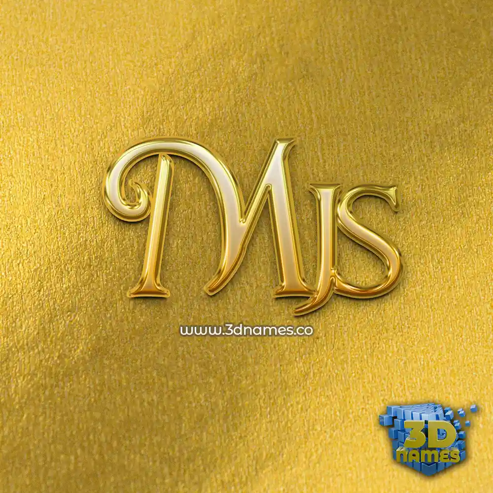 mjs in All Gold style - 3D name wallpaper