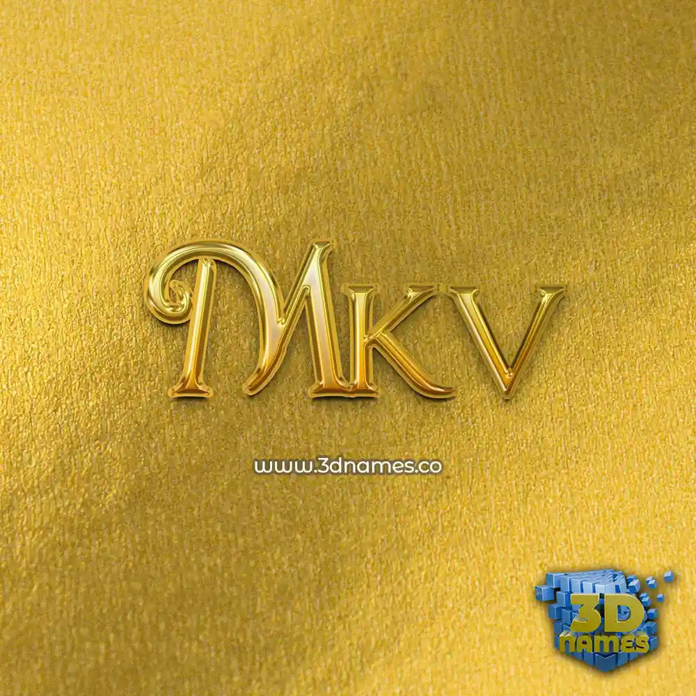mkv in All Gold style - 3D name wallpaper
