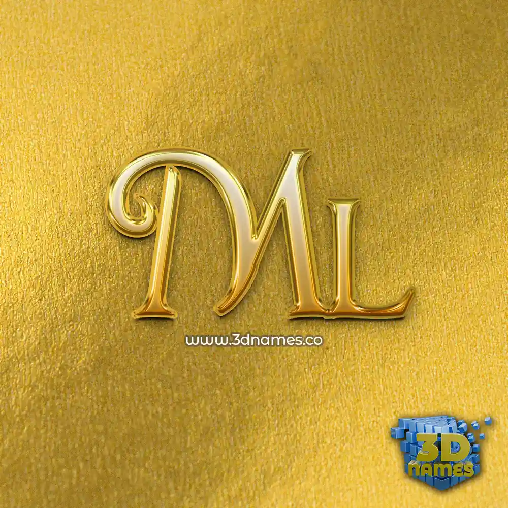 ml in All Gold style - 3D name wallpaper