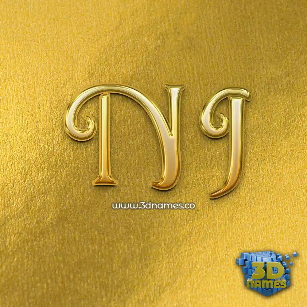 n j in All Gold style - 3D name wallpaper