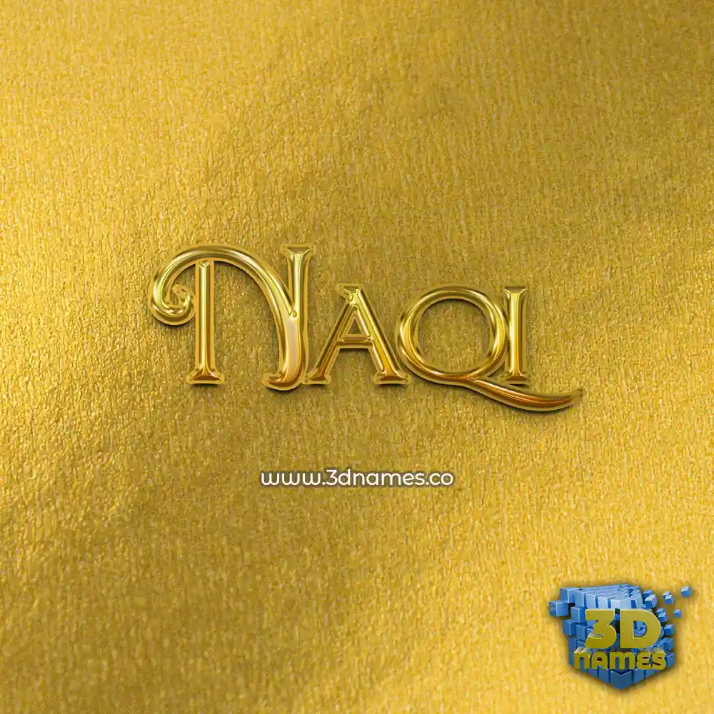 naqi in All Gold style - 3D name wallpaper