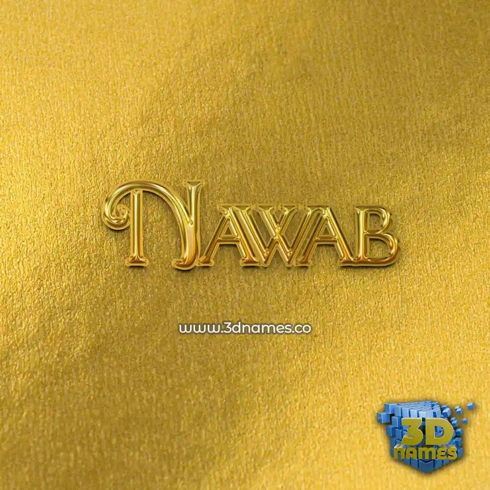 nawab in All Gold style - 3D name wallpaper