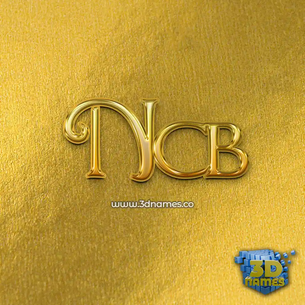 ncb in All Gold style - 3D name wallpaper