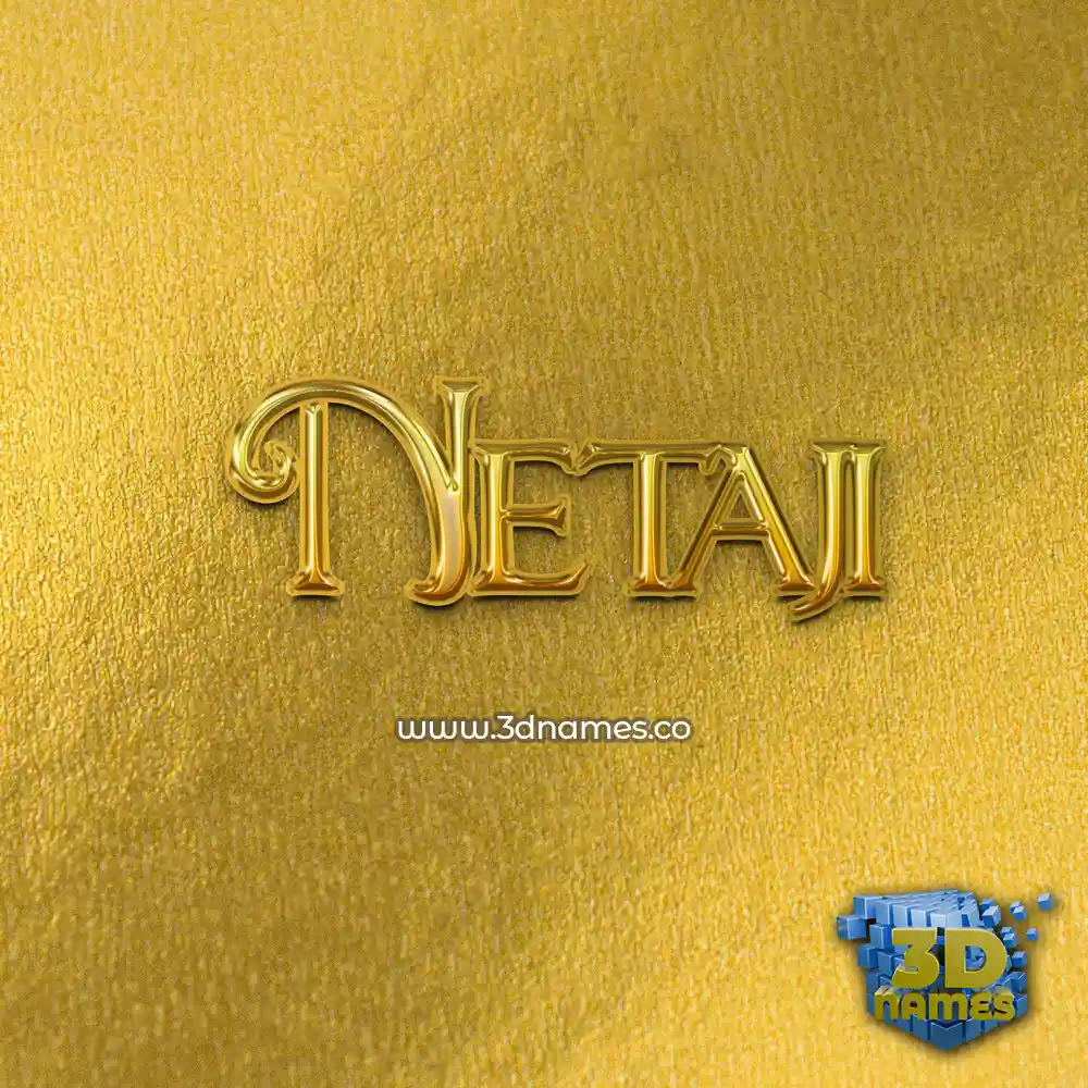 netaji in All Gold style - 3D name wallpaper