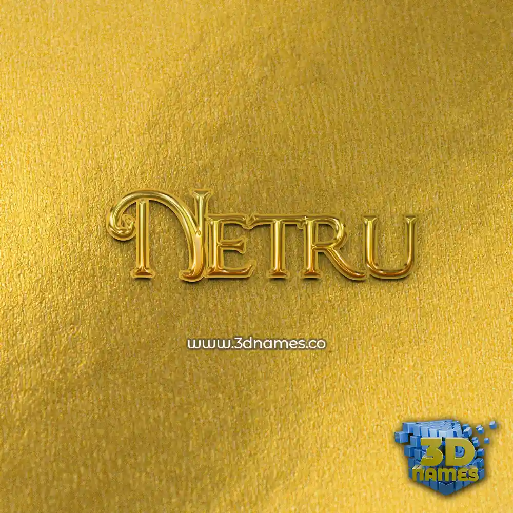 netru in All Gold style - 3D name wallpaper