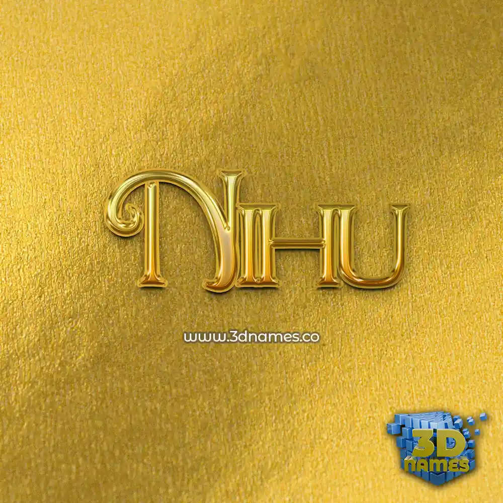 nihu in All Gold style - 3D name wallpaper