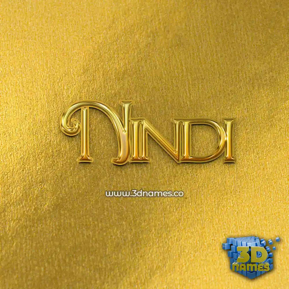 nindi in All Gold style - 3D name wallpaper