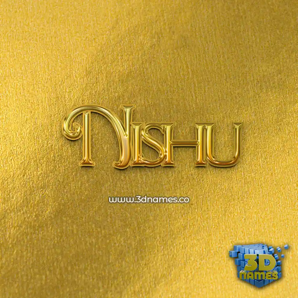 nishu in All Gold style - 3D name wallpaper
