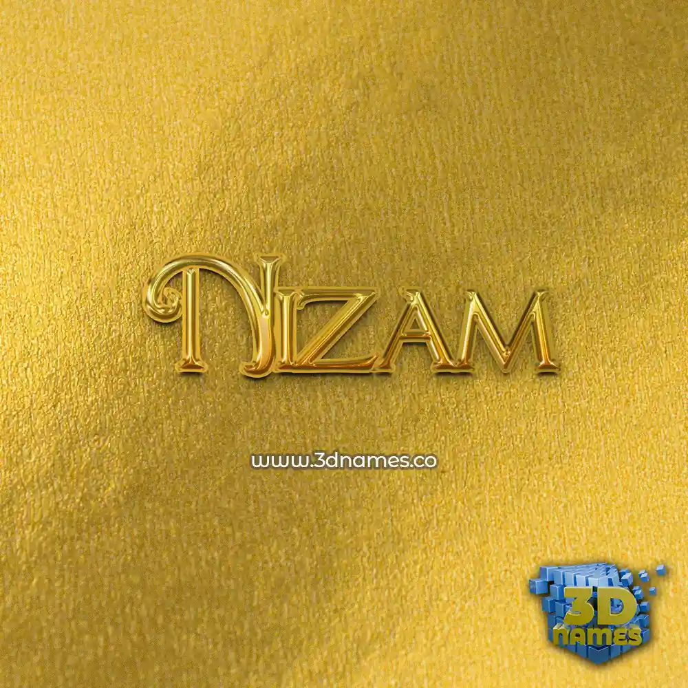 nizam in All Gold style - 3D name wallpaper