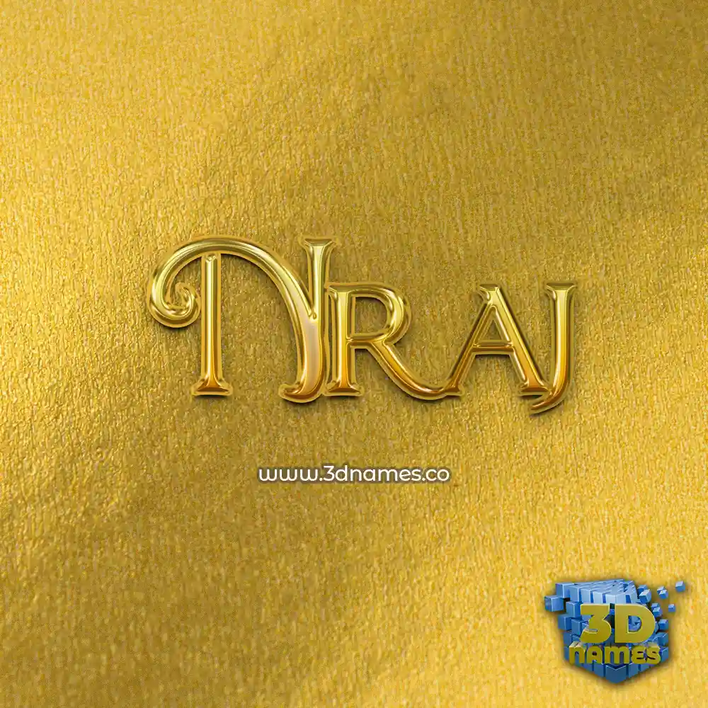 nraj in All Gold style - 3D name wallpaper