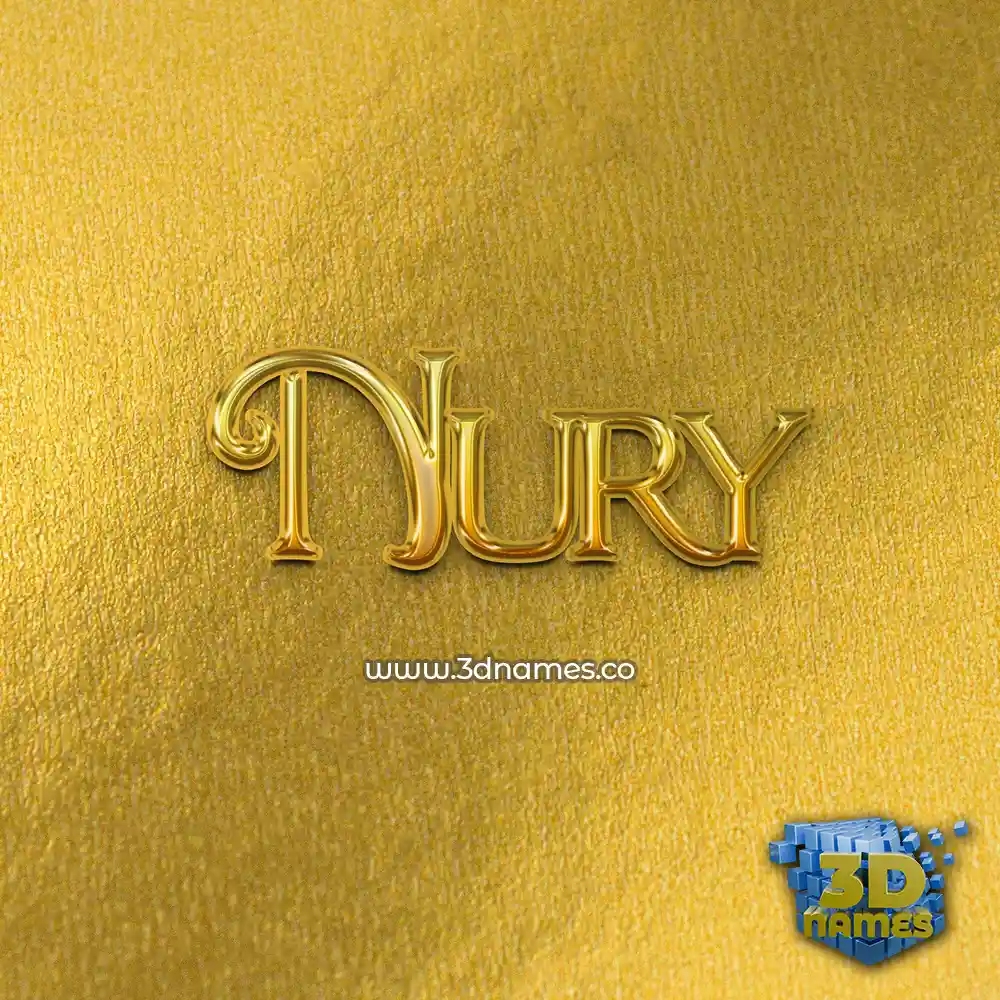 nury in All Gold style - 3D name wallpaper