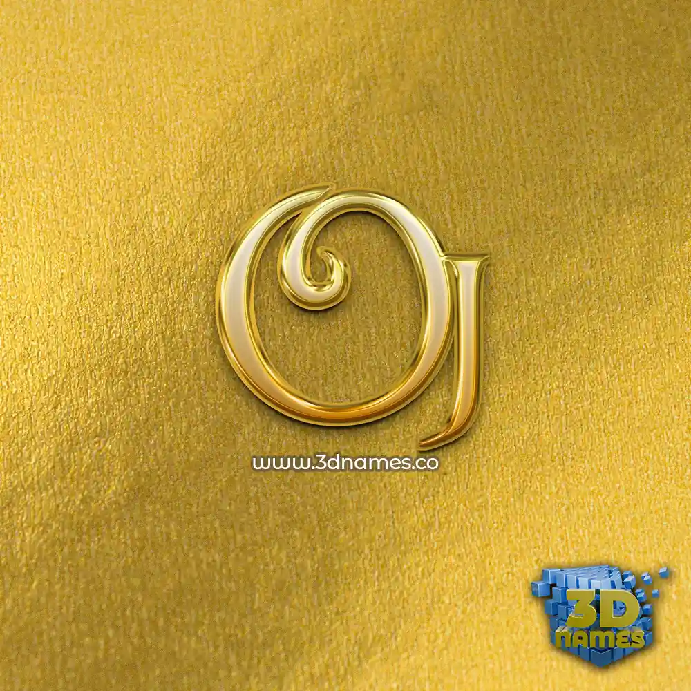 oj in All Gold style - 3D name wallpaper