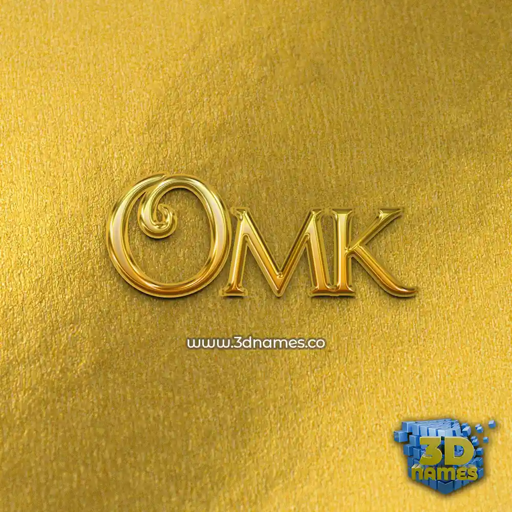 omk in All Gold style - 3D name wallpaper
