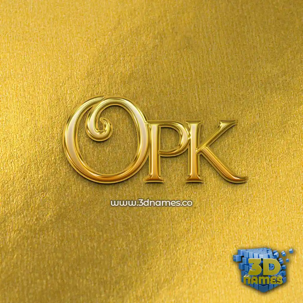 opk in All Gold style - 3D name wallpaper