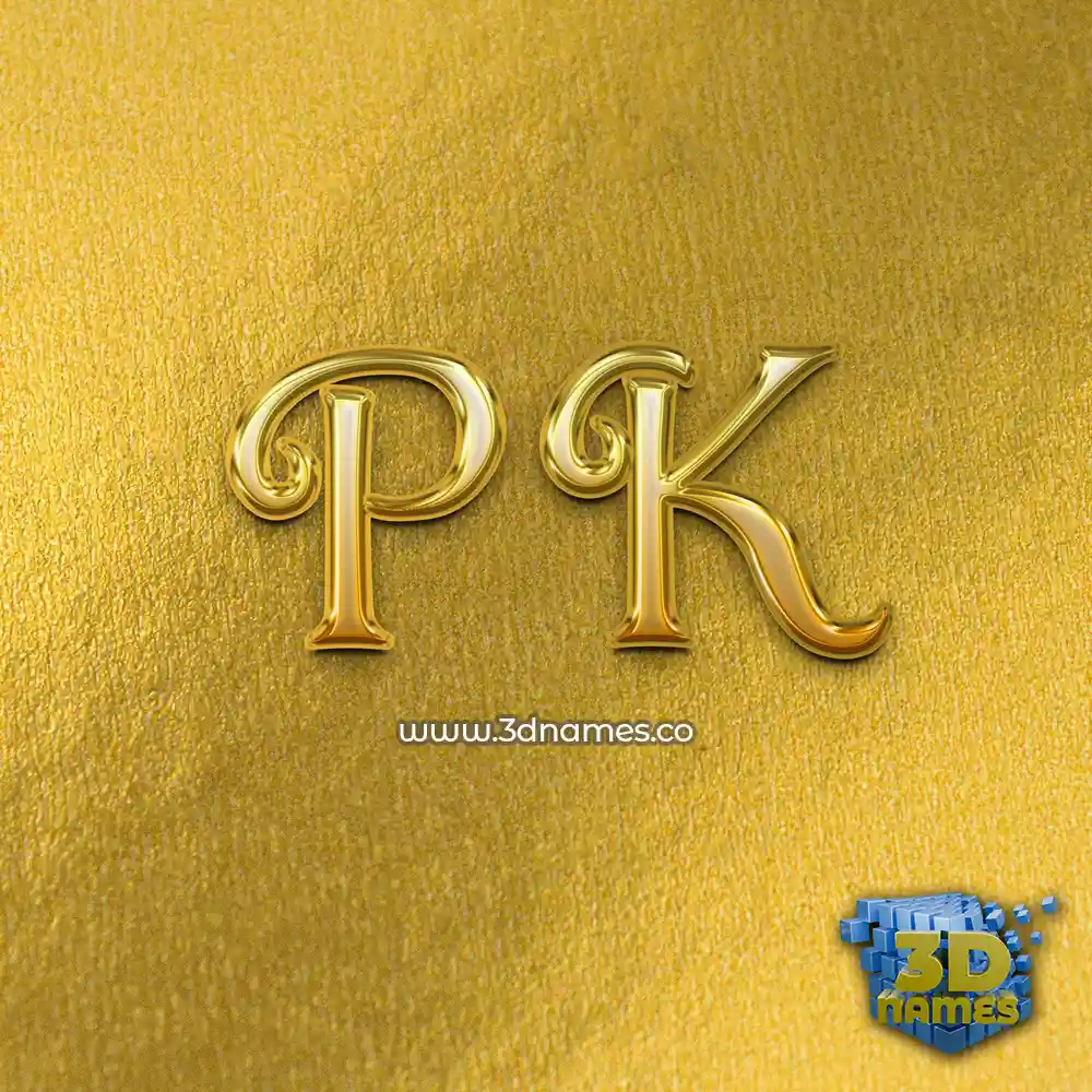 p k in All Gold style - 3D name wallpaper