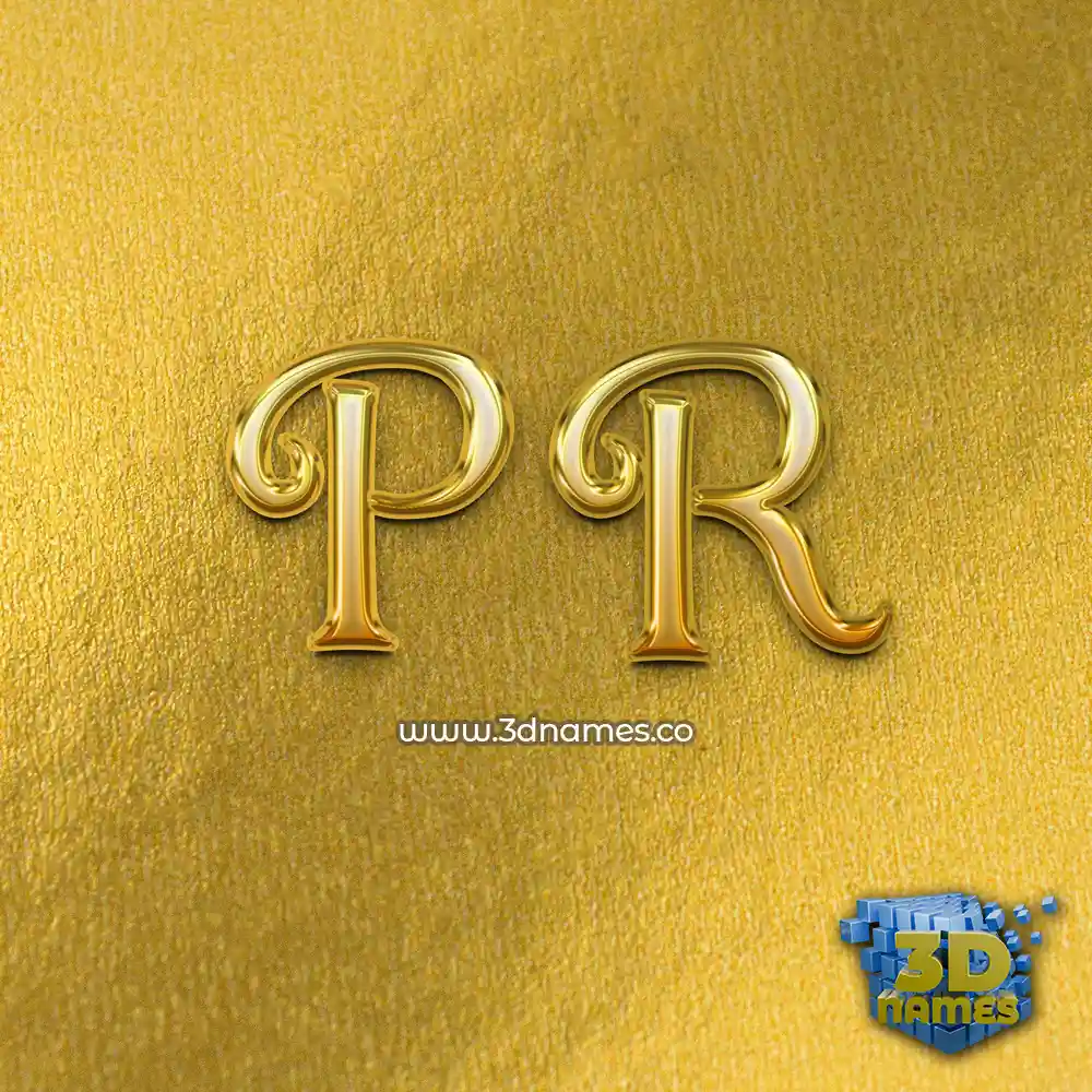 p r in All Gold style - 3D name wallpaper