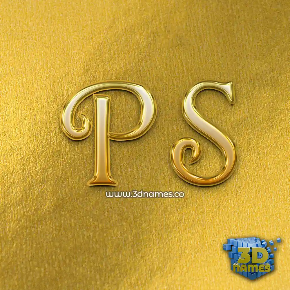p s in All Gold style - 3D name wallpaper