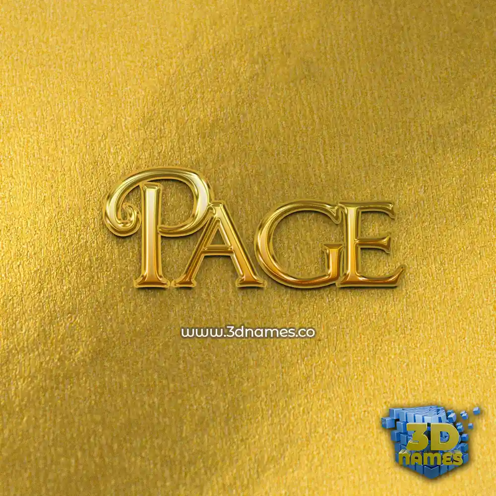 page in All Gold style - 3D name wallpaper