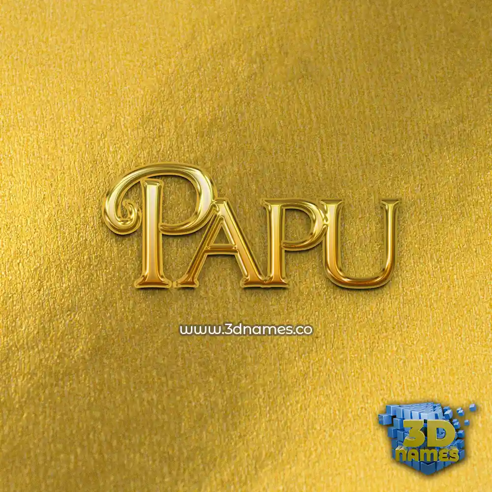 papu in All Gold style - 3D name wallpaper