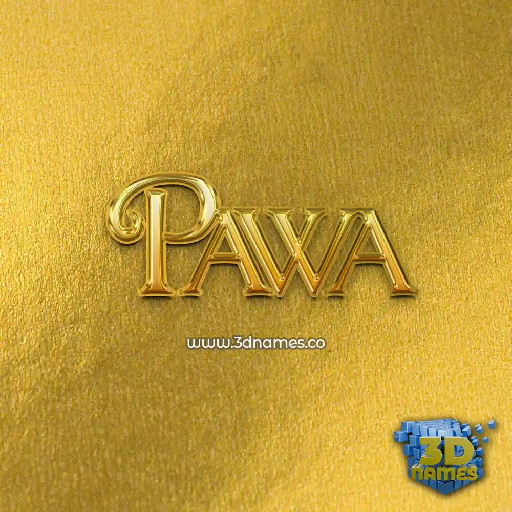 pawa in All Gold style - 3D name wallpaper