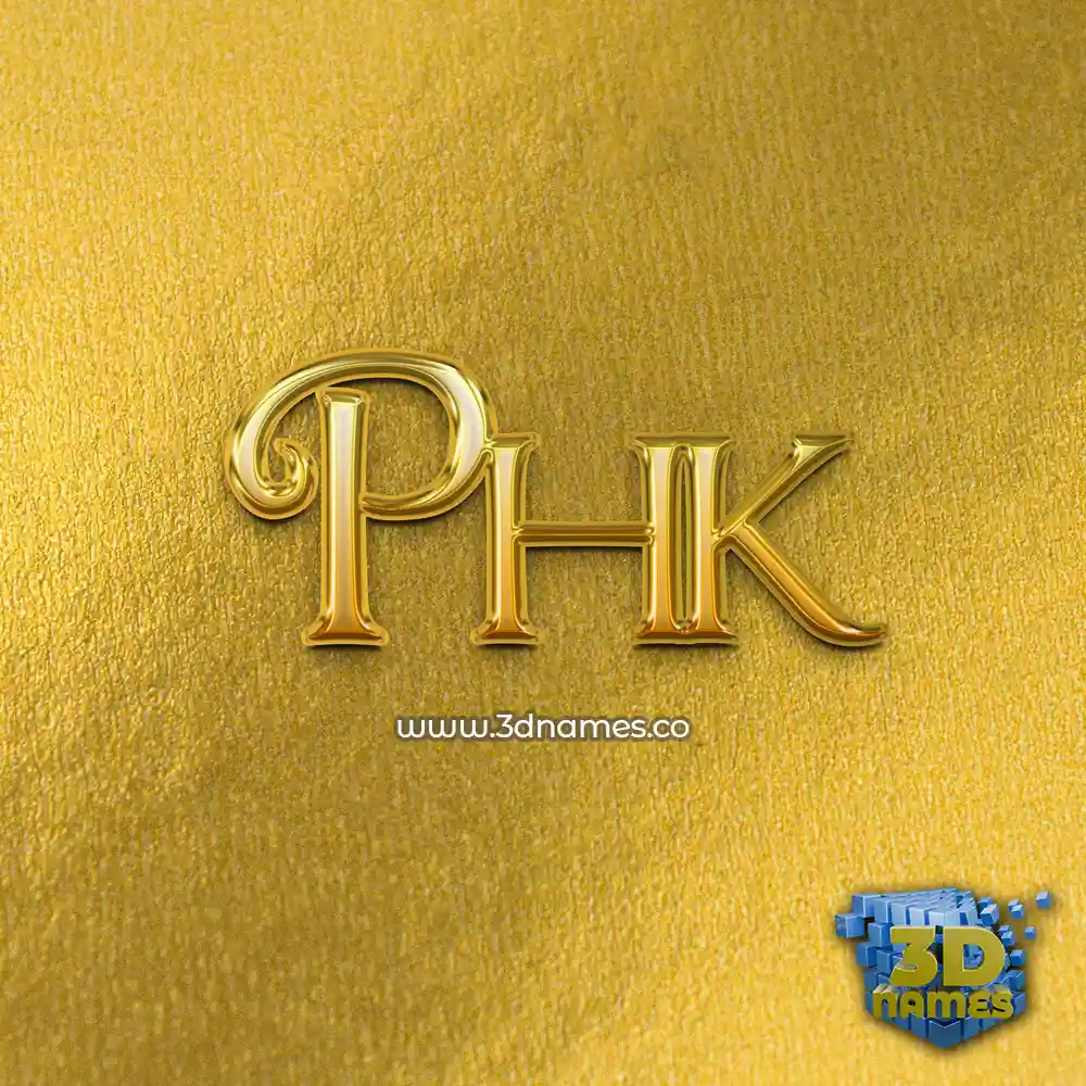 phk in All Gold style - 3D name wallpaper