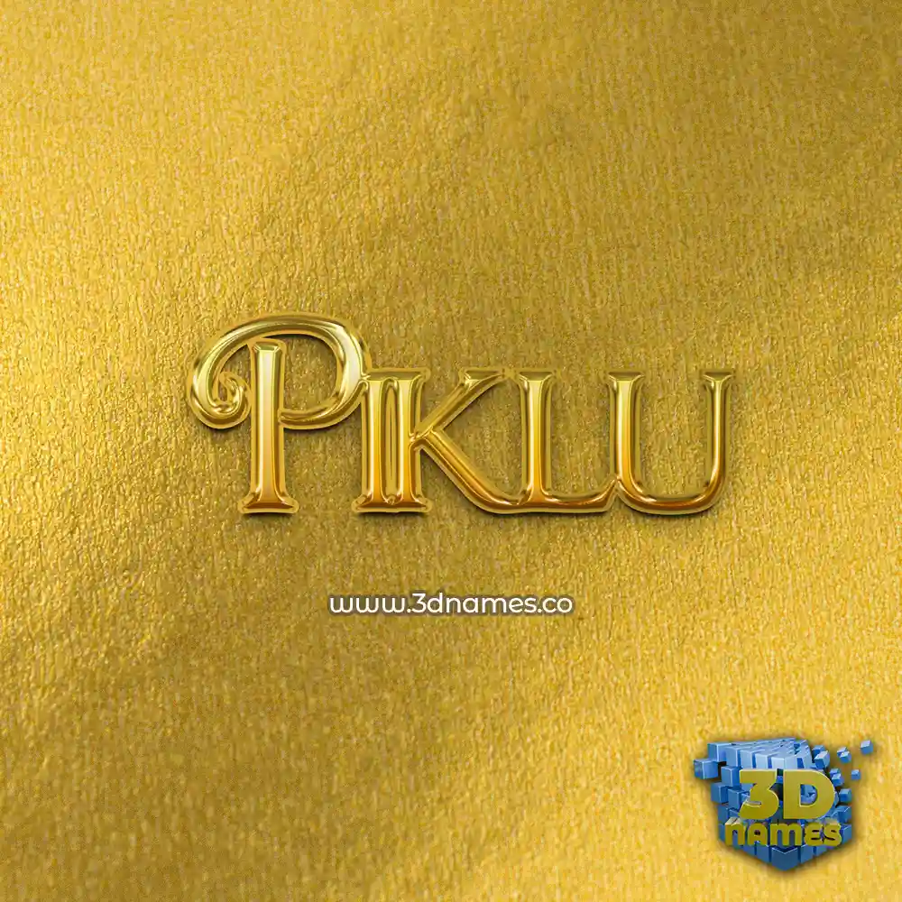piklu in All Gold style - 3D name wallpaper