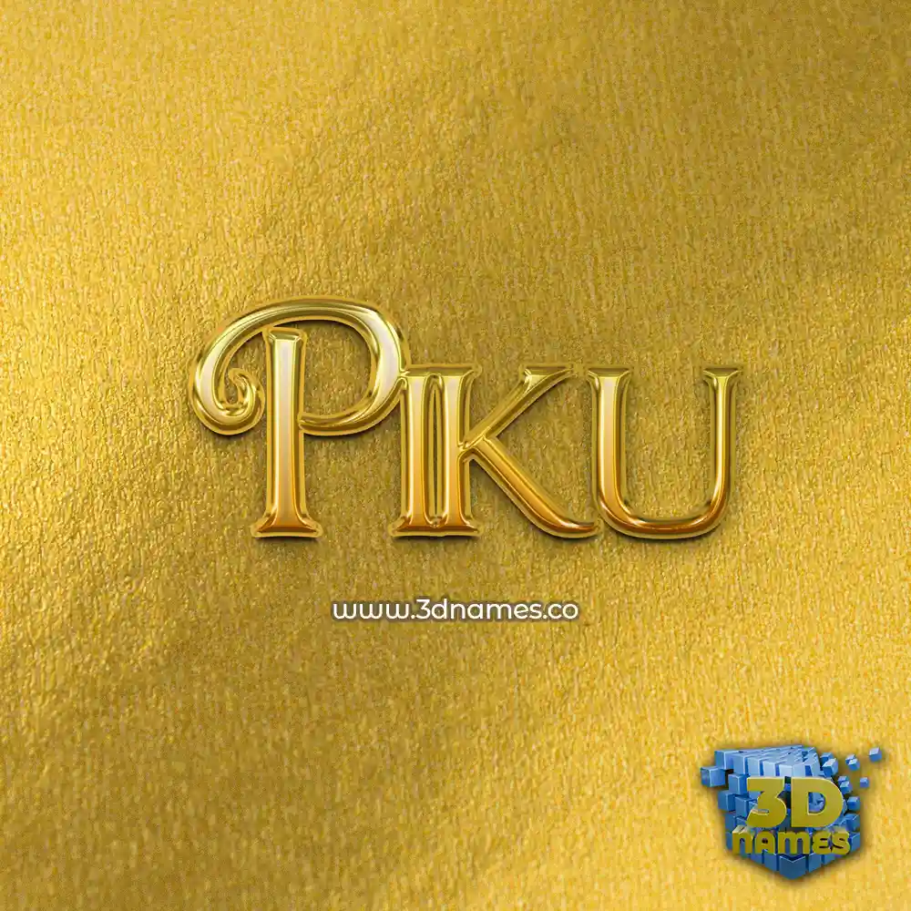 piku in All Gold style - 3D name wallpaper