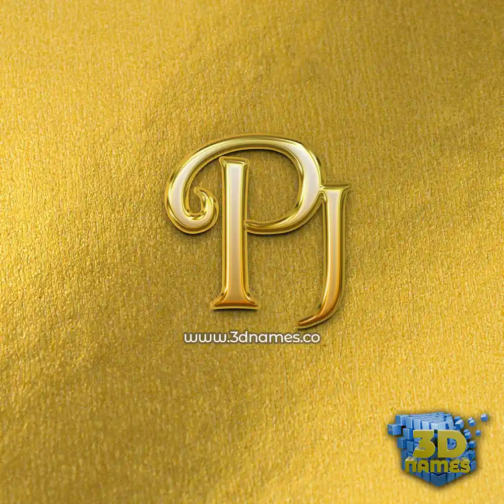 pj in All Gold style - 3D name wallpaper