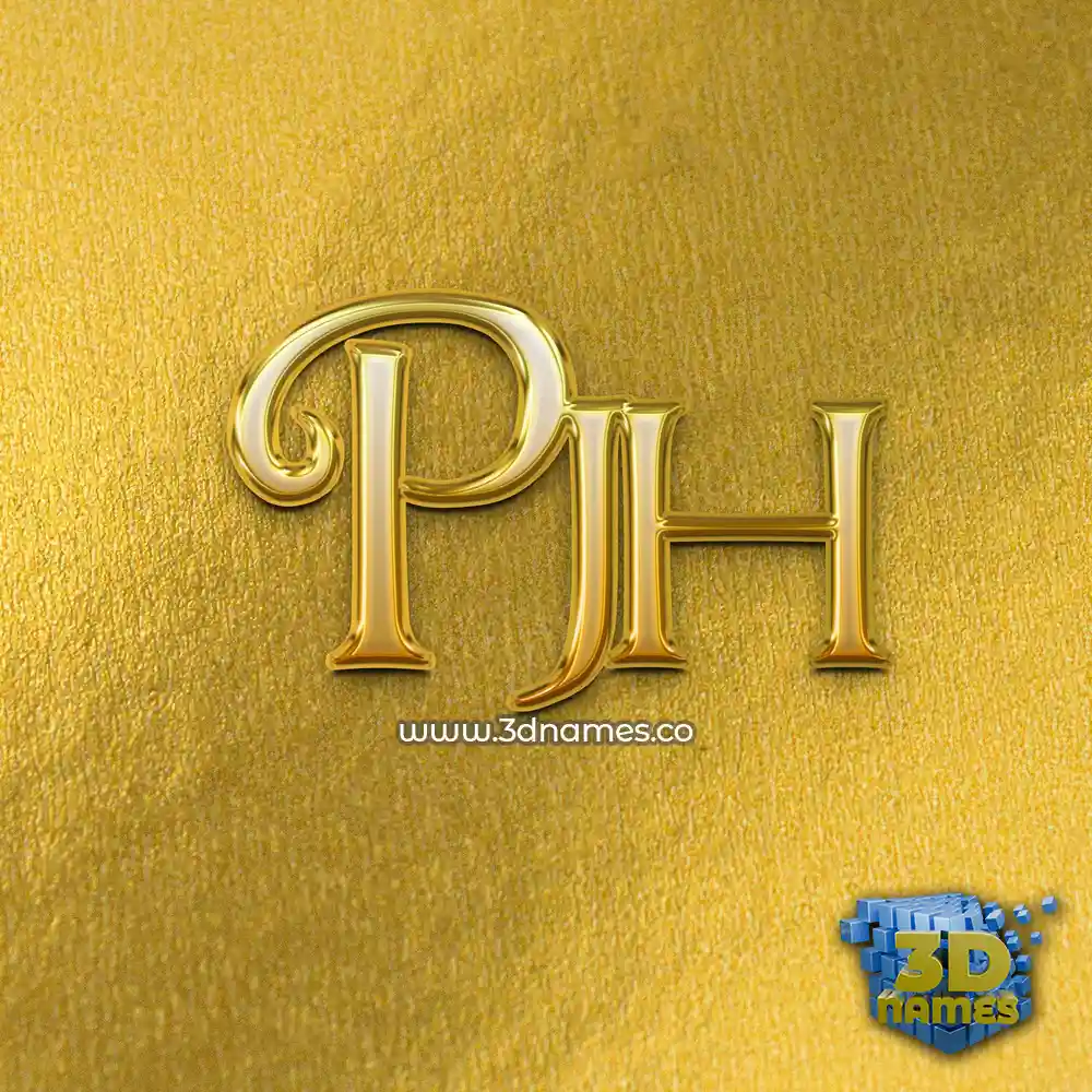 pjh in All Gold style - 3D name wallpaper