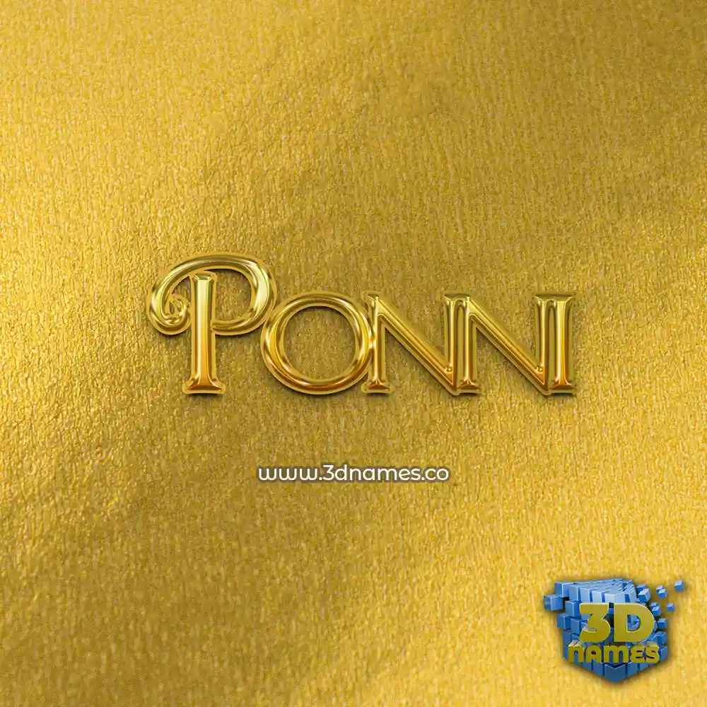 ponni in All Gold style - 3D name wallpaper