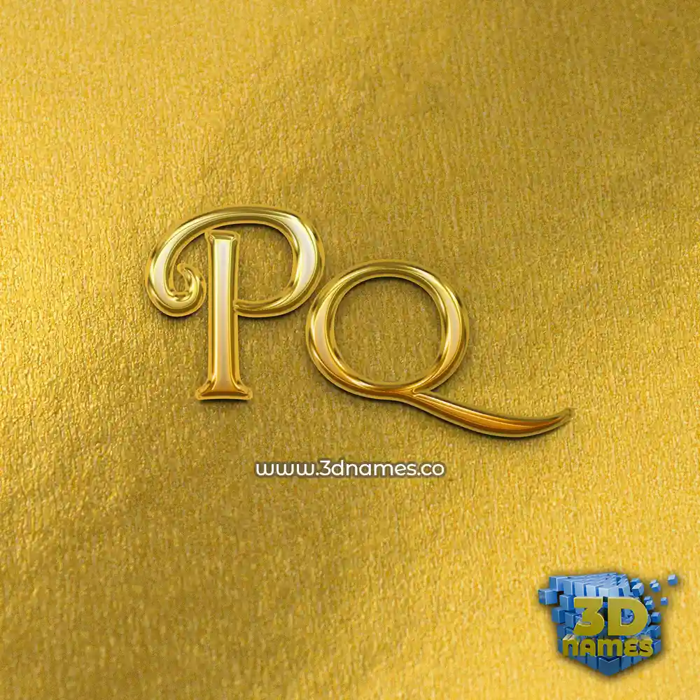 pq in All Gold style - 3D name wallpaper