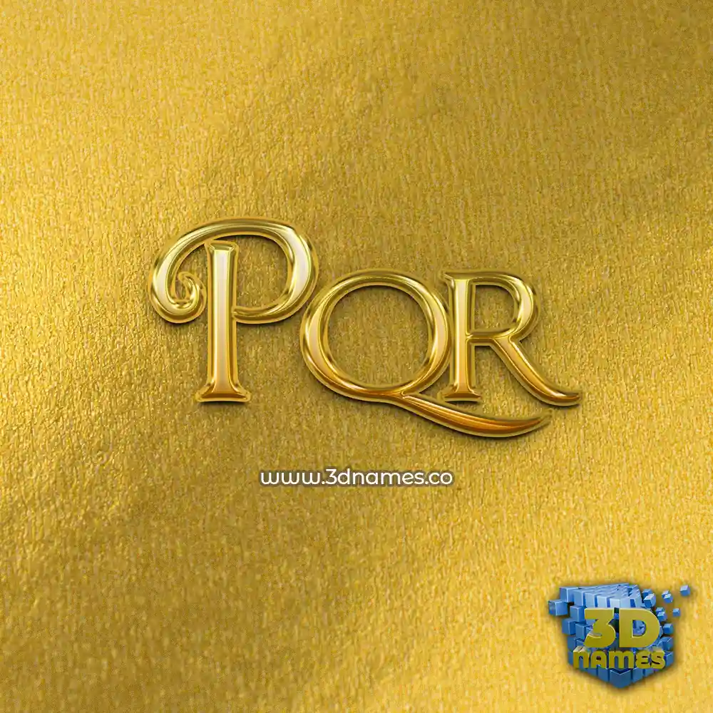 pqr in All Gold style - 3D name wallpaper