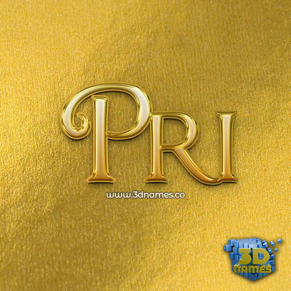 pri in All Gold style - 3D name wallpaper