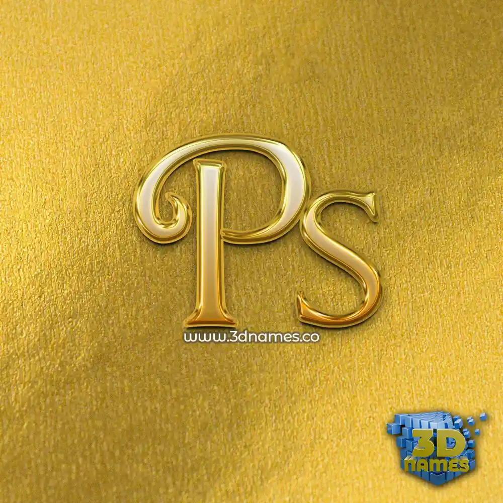 ps in All Gold style - 3D name wallpaper