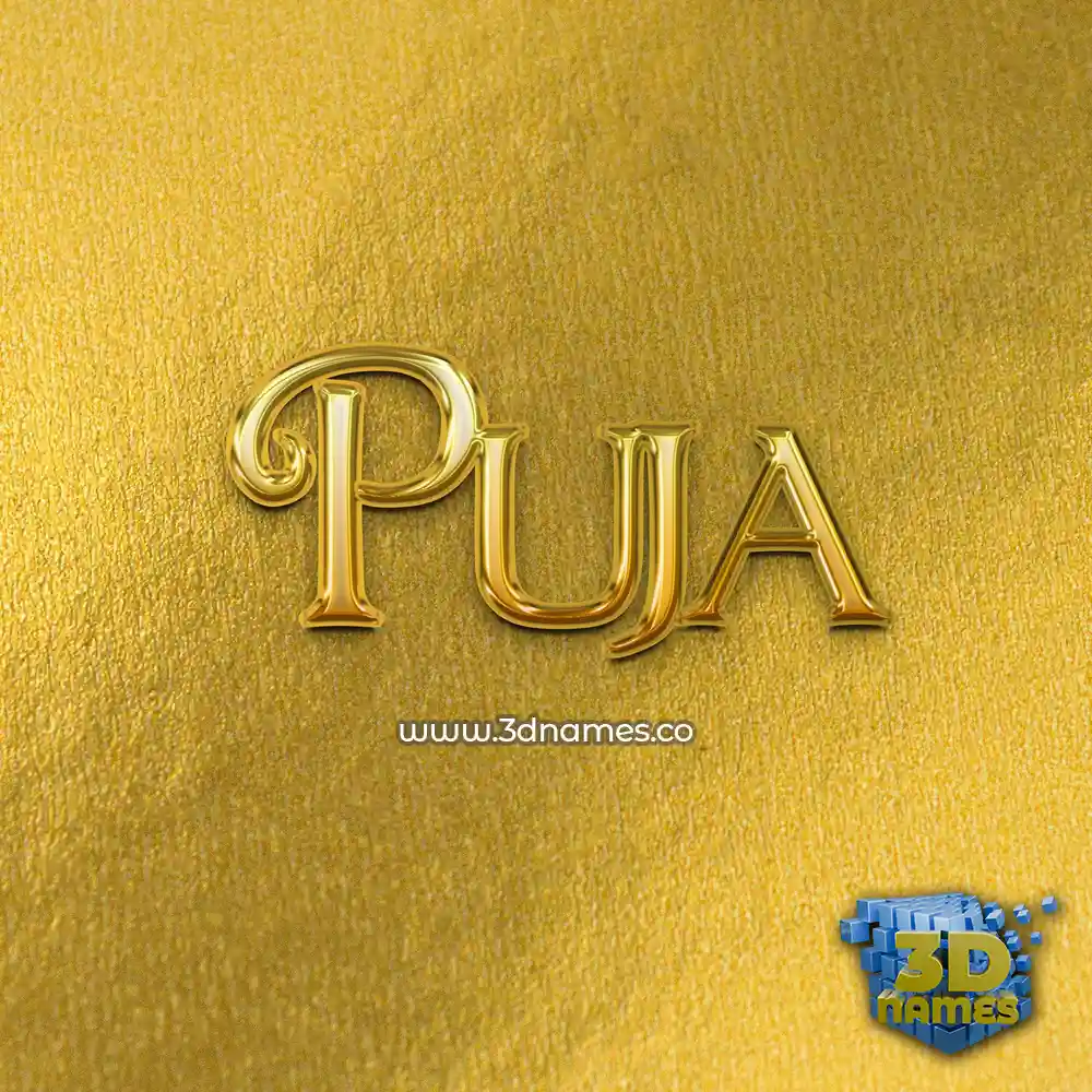puja in All Gold style - 3D name wallpaper