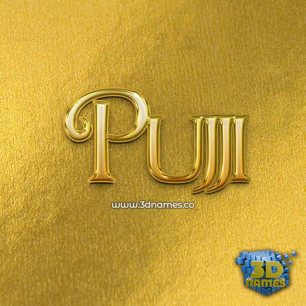 pujji in All Gold style - 3D name wallpaper