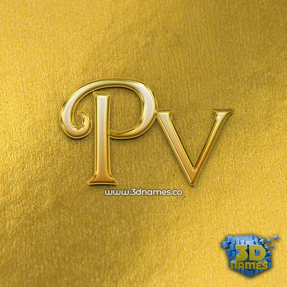 pv in All Gold style - 3D name wallpaper