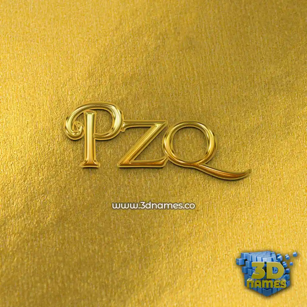 pzq in All Gold style - 3D name wallpaper