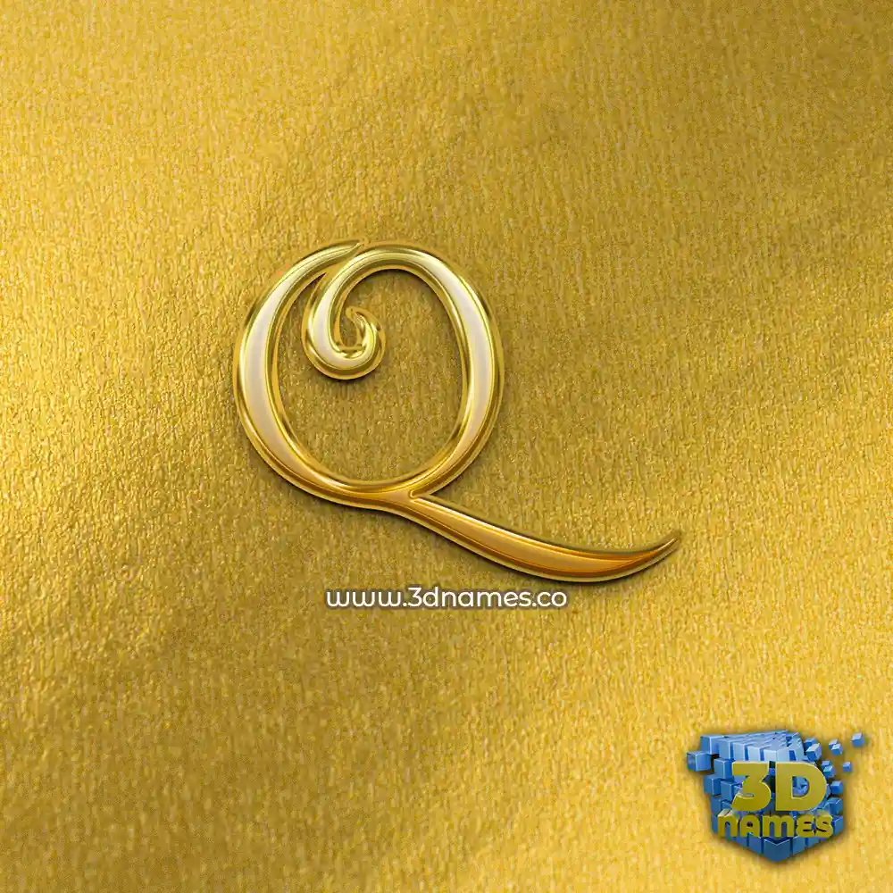 q in All Gold style - 3D name wallpaper