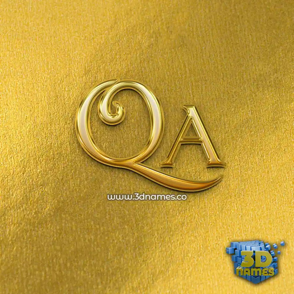 qa in All Gold style - 3D name wallpaper