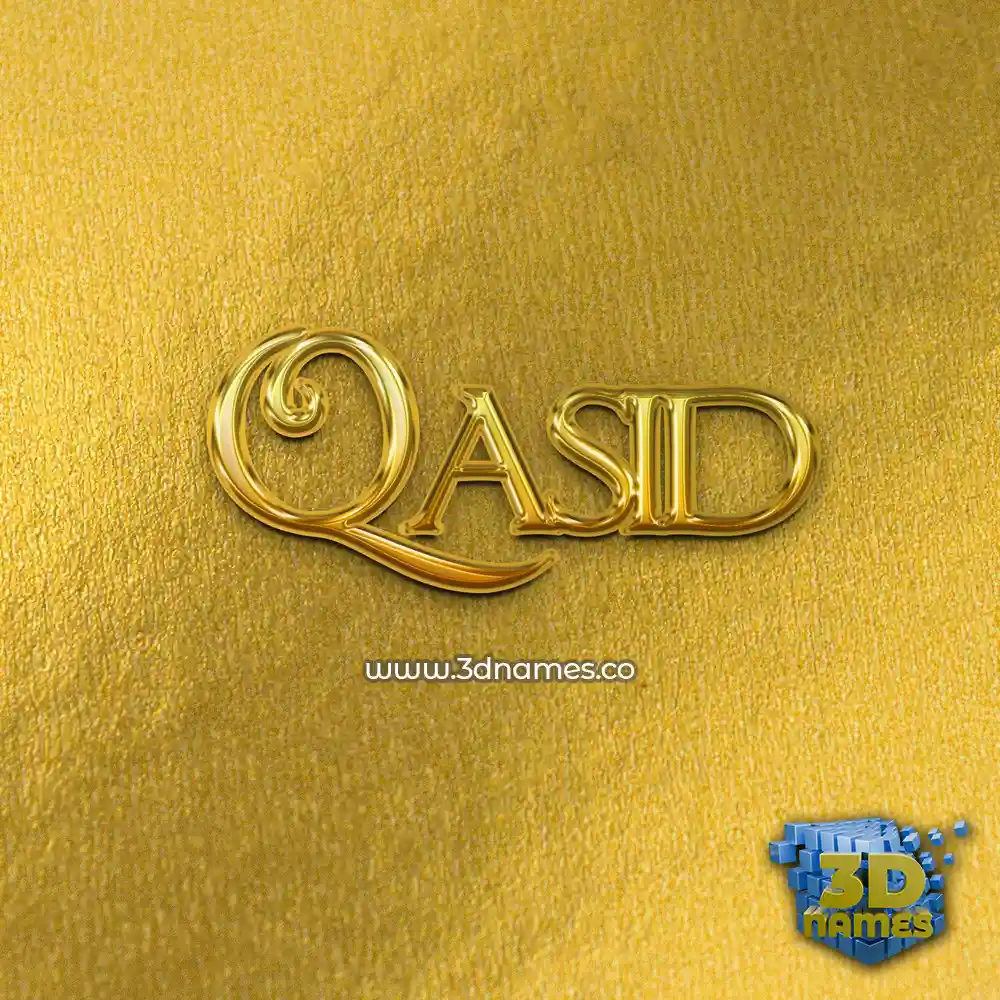 qasid in All Gold style - 3D name wallpaper